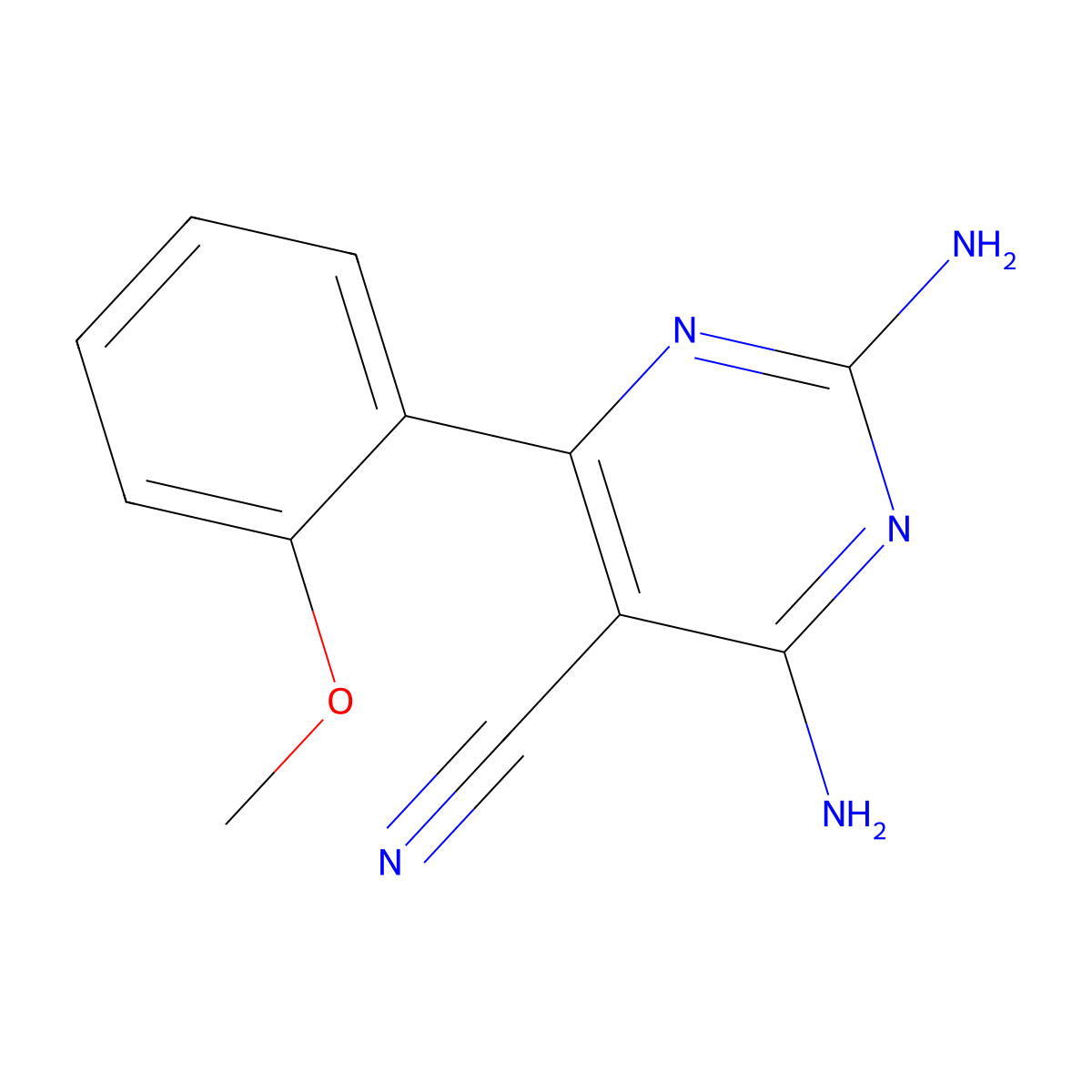 2,4-Diamino-6-(2-methoxyphenyl)pyrimidine-5-carbonitrile molecular structure, CAS 111510-10-2