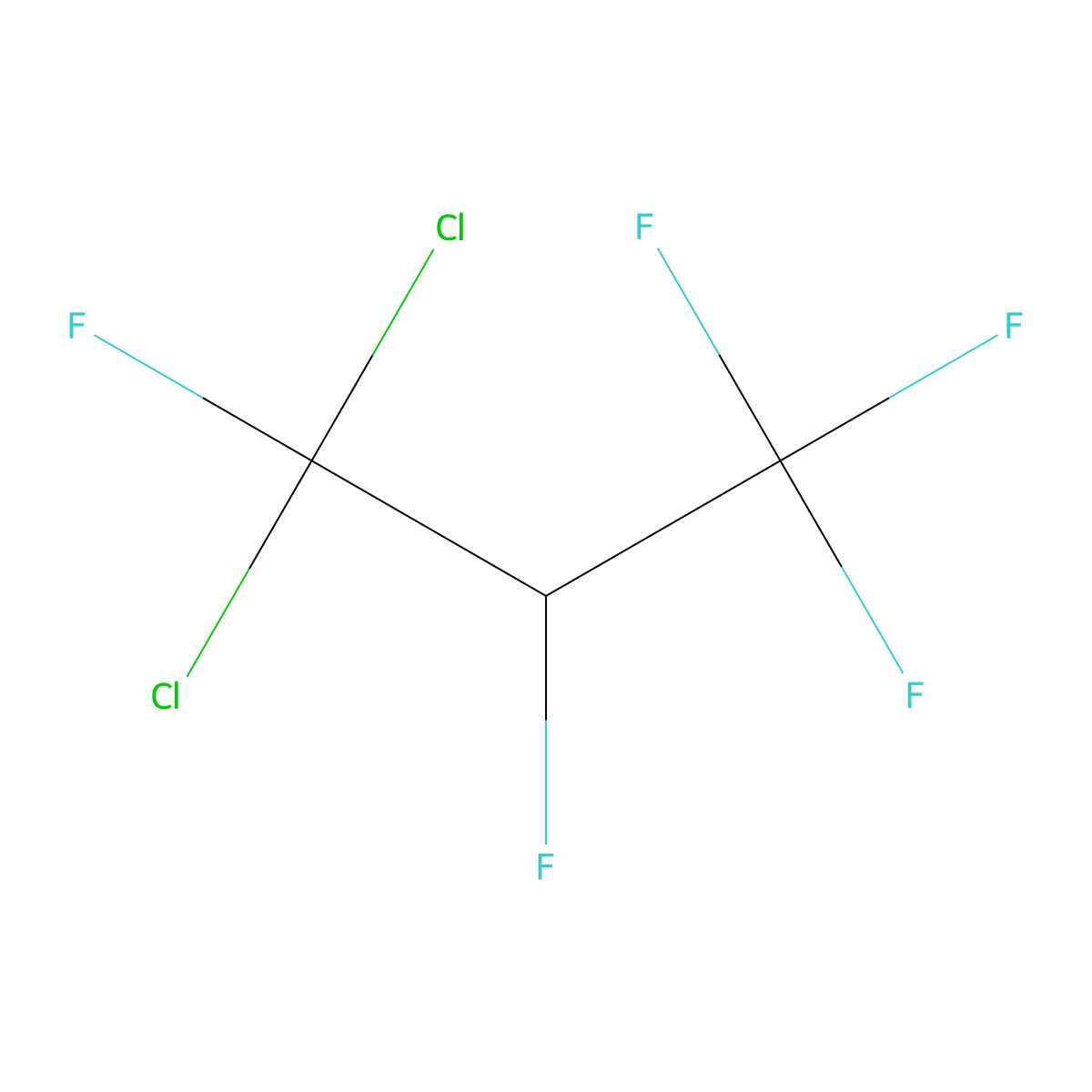 1,1-Dichloro-1,2,3,3,3-pentafluoropropane molecular structure, CAS 111512-56-2