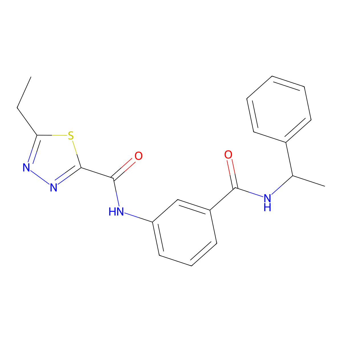 5-Ethyl-N-{3-[(1-phenylethyl)carbamoyl]phenyl}-1,3,4-thiadiazole-2-carboxamide molecular structure, CAS 1115252-06-6