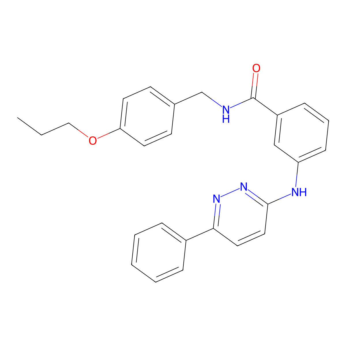 3-[(6-phenylpyridazin-3-yl)amino]-N-[(4-propoxyphenyl)methyl]benzamide molecular structure, CAS 1115256-32-0