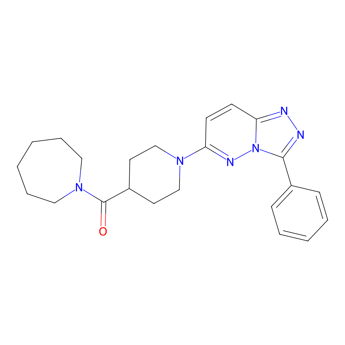 6-[4-(Azepan-1-ylcarbonyl)piperidin-1-yl]-3-phenyl[1,2,4]triazolo[4,3-b]pyridazine molecular structure, CAS 1115260-53-1