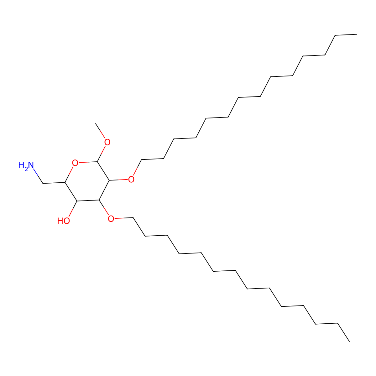 (2R,3R,4S,5R,6S)-2-(aminomethyl)-6-methoxy-4,5-di(tetradecoxy)oxan-3-ol molecular structure, CAS 1115270-63-7