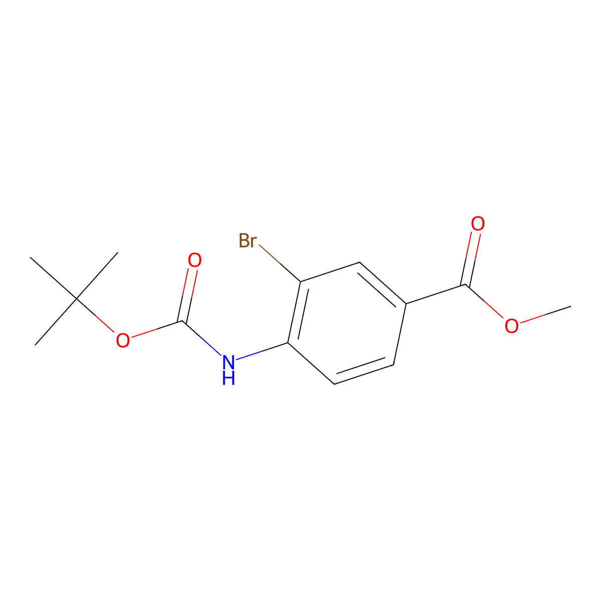 Methyl 3-bromo-4-((tert-butoxycarbonyl)amino)benzoate molecular structure, CAS 1115276-62-4