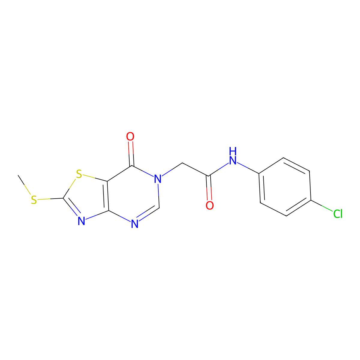 N-(4-chlorophenyl)-2-(2-(methylthio)-7-oxothiazolo[4,5-d]pyrimidin-6(7H)-yl)acetamide molecular structure, CAS 1115279-10-1