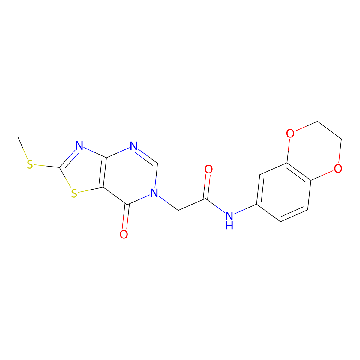 N-(2,3-dihydrobenzo[b][1,4]dioxin-6-yl)-2-(2-(methylthio)-7-oxothiazolo[4,5-d]pyrimidin-6(7H)-yl)acetamide molecular structure, CAS 1115279-16-7