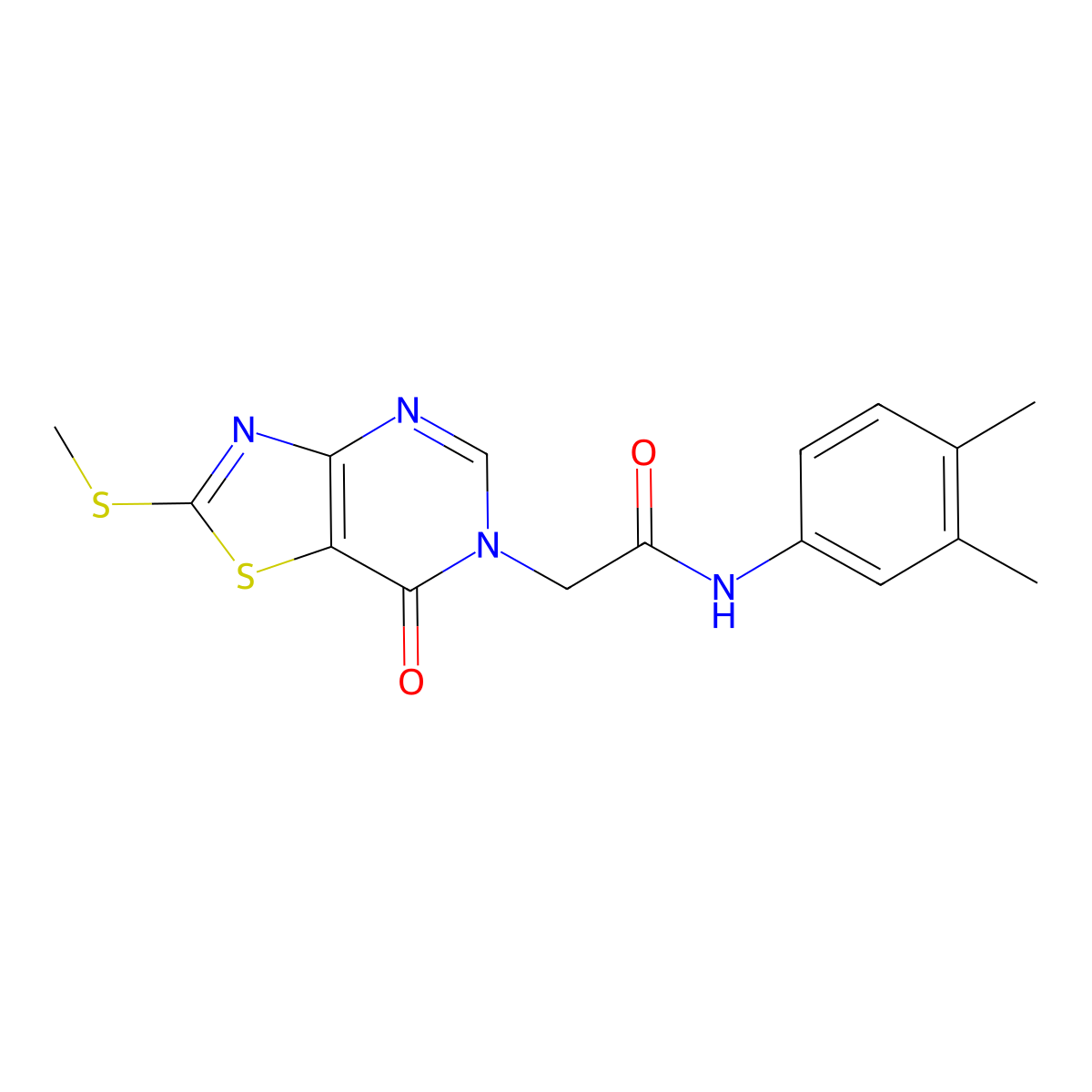 N-(3,4-dimethylphenyl)-2-(2-(methylthio)-7-oxothiazolo[4,5-d]pyrimidin-6(7H)-yl)acetamide molecular structure, CAS 1115279-20-3