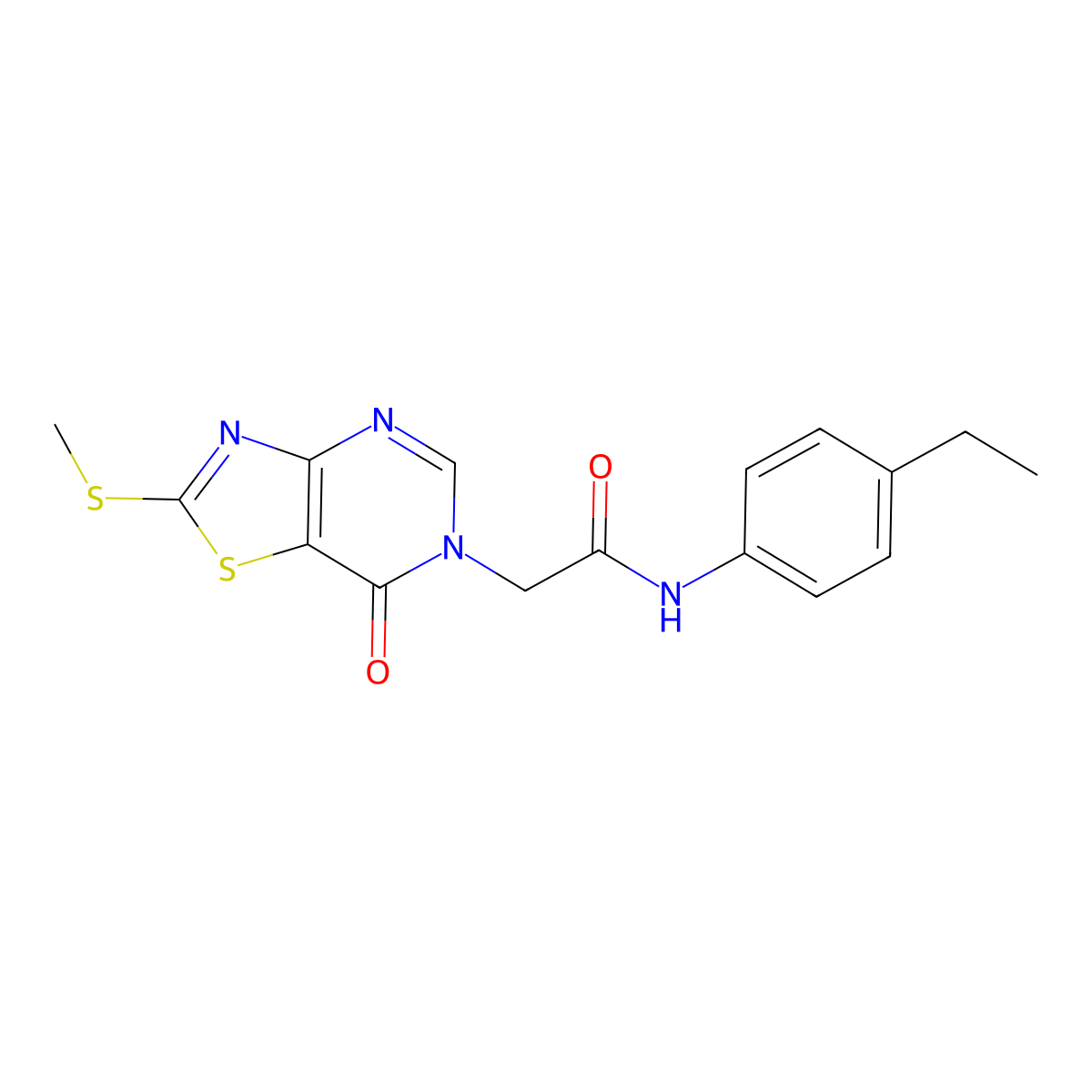 N-(4-ethylphenyl)-2-(2-(methylthio)-7-oxothiazolo[4,5-d]pyrimidin-6(7H)-yl)acetamide molecular structure, CAS 1115279-25-8