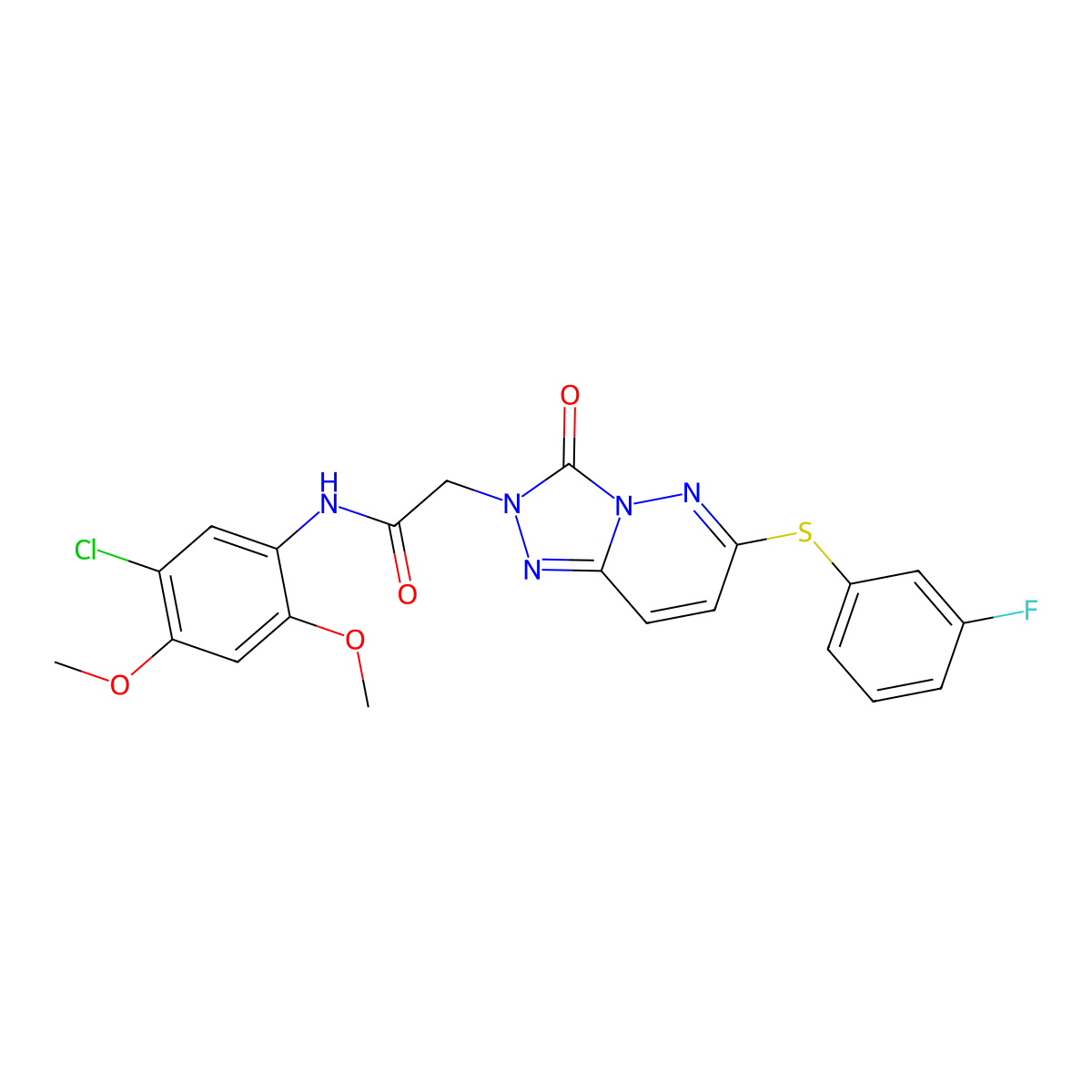 N-(5-chloro-2,4-dimethoxyphenyl)-2-{6-[(3-fluorophenyl)sulfanyl]-3-oxo-2H,3H-[1,2,4]triazolo[4,3-b]pyridazin-2-yl}acetamide molecular structure, CAS 1115279-70-3