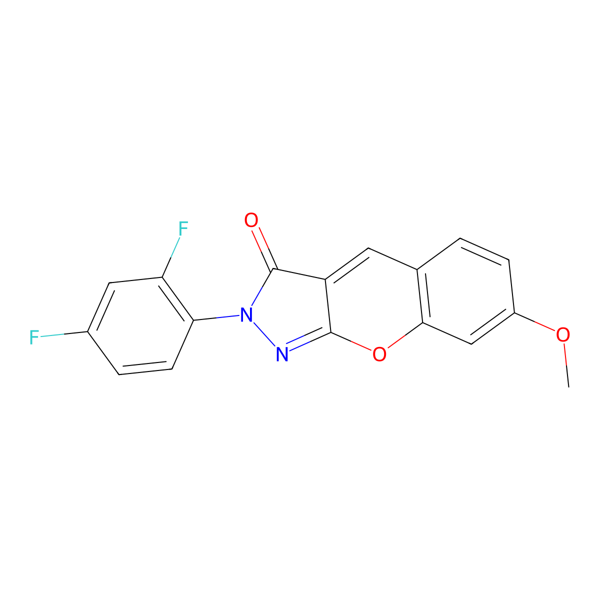 2-(2,4-difluorophenyl)-7-methoxychromeno[2,3-c]pyrazol-3(2H)-one molecular structure, CAS 1115279-90-7