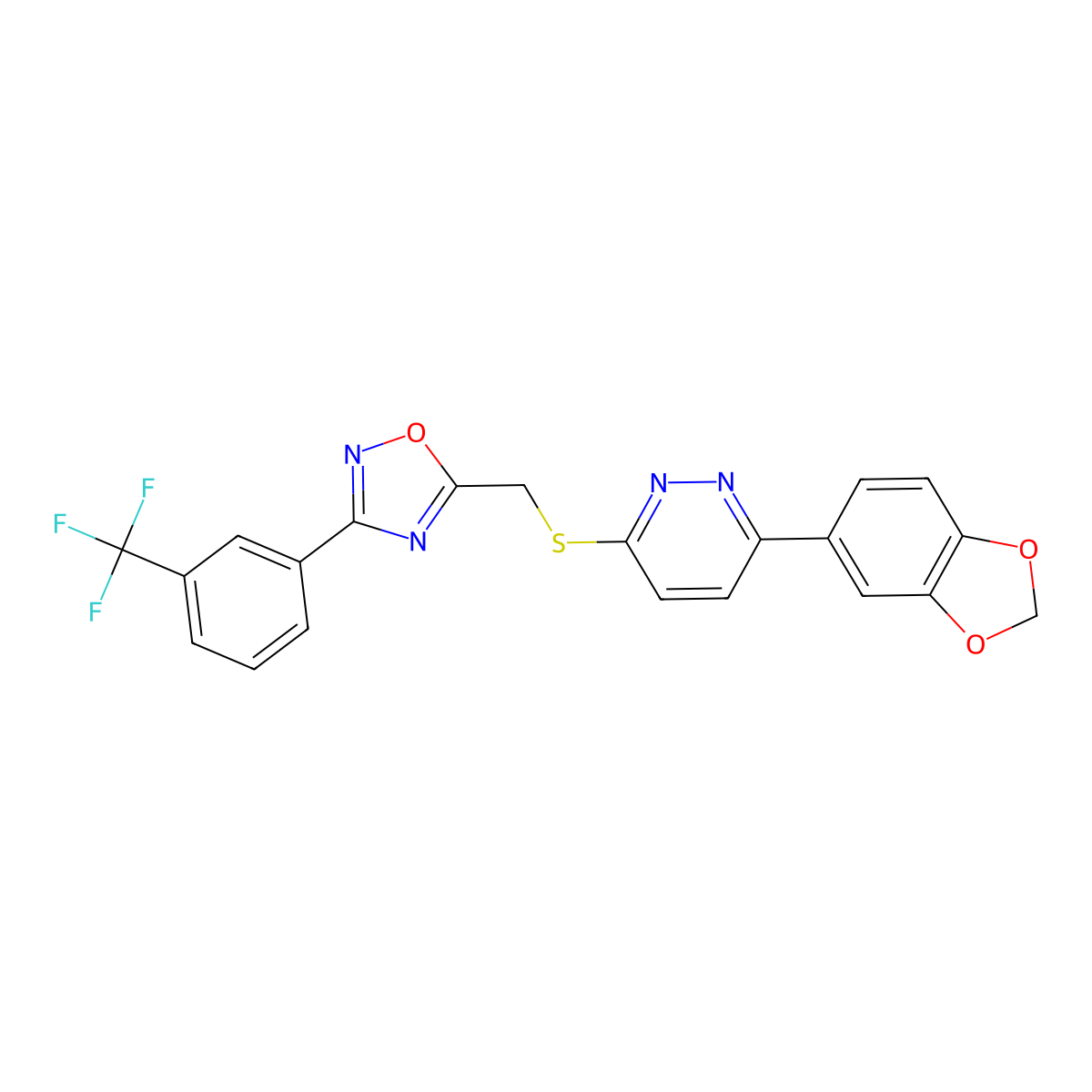 3-(1,3-Benzodioxol-5-yl)-6-[({3-[3-(trifluoromethyl)phenyl]-1,2,4-oxadiazol-5-yl}methyl)sulfanyl]pyridazine molecular structure, CAS 1115285-16-9