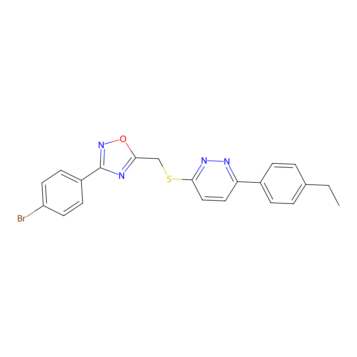 3-({[3-(4-Bromophenyl)-1,2,4-oxadiazol-5-yl]methyl}thio)-6-(4-ethylphenyl)pyridazine molecular structure, CAS 1115285-28-3