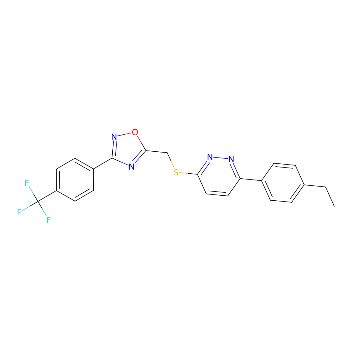 3-(4-Ethylphenyl)-6-[({3-[4-(trifluoromethyl)phenyl]-1,2,4-oxadiazol-5-yl}methyl)sulfanyl]pyridazine molecular structure, CAS 1115285-29-4