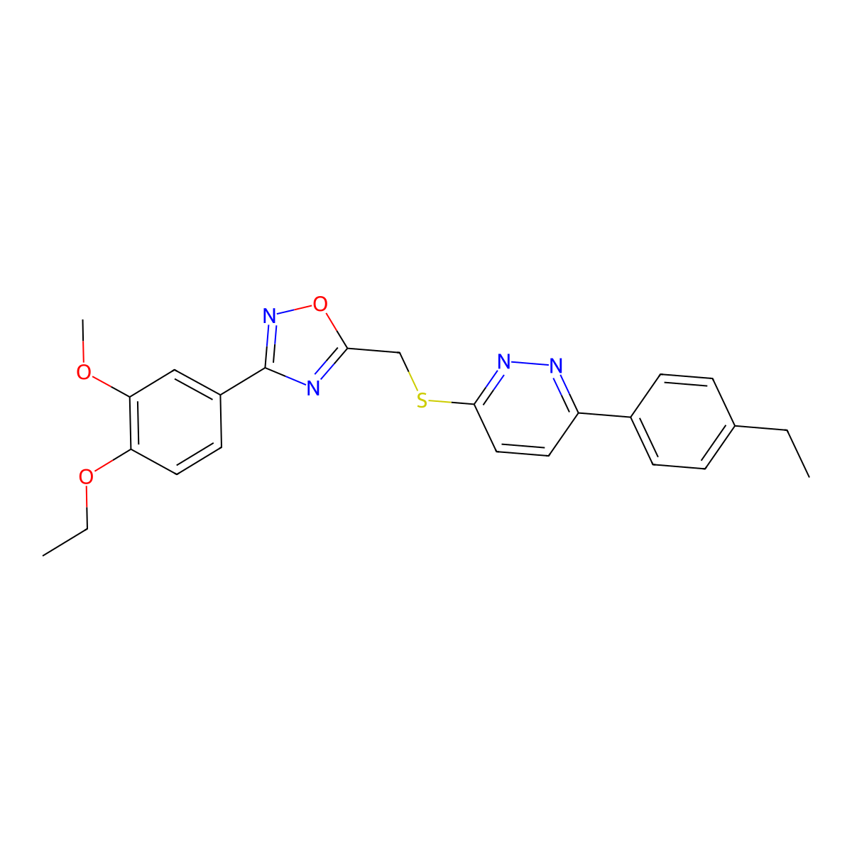 3-(4-Ethoxy-3-methoxyphenyl)-5-(((6-(4-ethylphenyl)pyridazin-3-yl)thio)methyl)-1,2,4-oxadiazole molecular structure, CAS 1115285-35-2