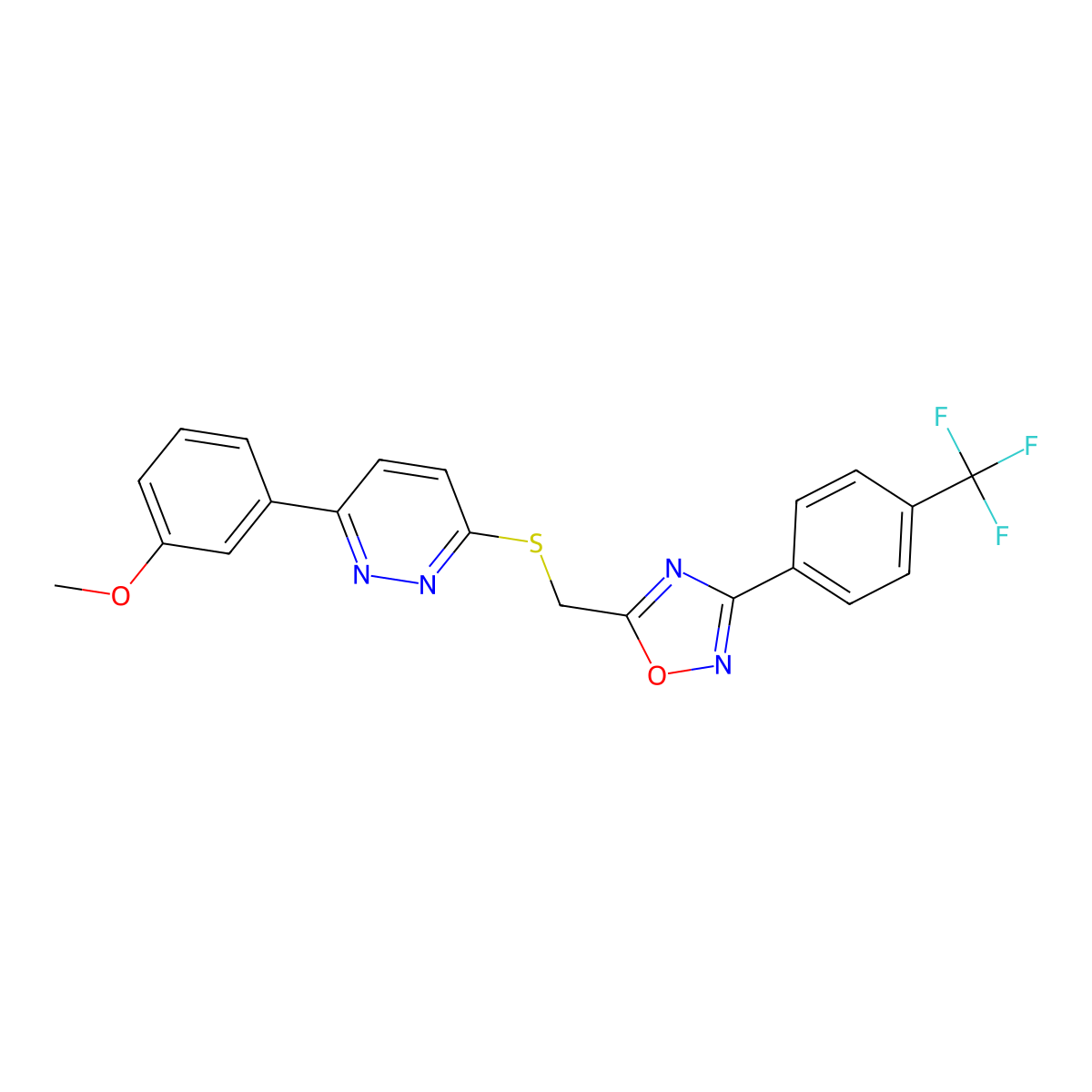 3-(3-Methoxyphenyl)-6-[({3-[4-(trifluoromethyl)phenyl]-1,2,4-oxadiazol-5-yl}methyl)thio]pyridazine molecular structure, CAS 1115285-40-9