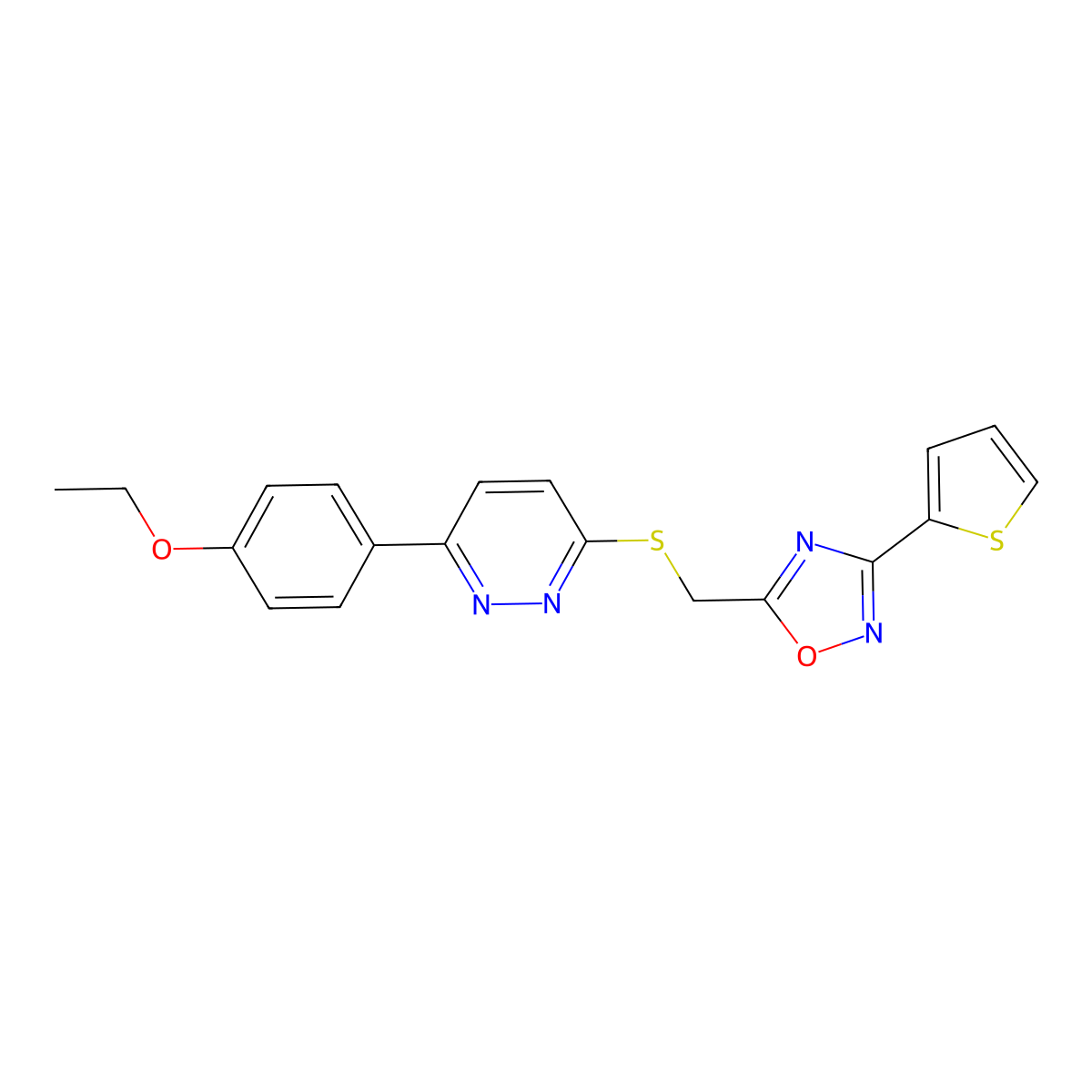 3-(4-Ethoxyphenyl)-6-({[3-(thiophen-2-yl)-1,2,4-oxadiazol-5-yl]methyl}sulfanyl)pyridazine molecular structure, CAS 1115285-44-3