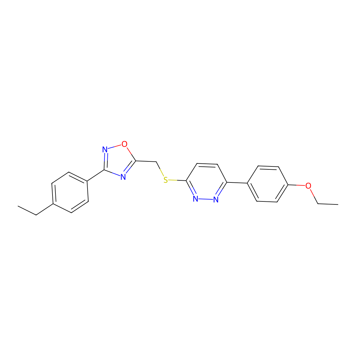 3-(4-Ethoxyphenyl)-6-({[3-(4-ethylphenyl)-1,2,4-oxadiazol-5-yl]methyl}sulfanyl)pyridazine molecular structure, CAS 1115285-45-4