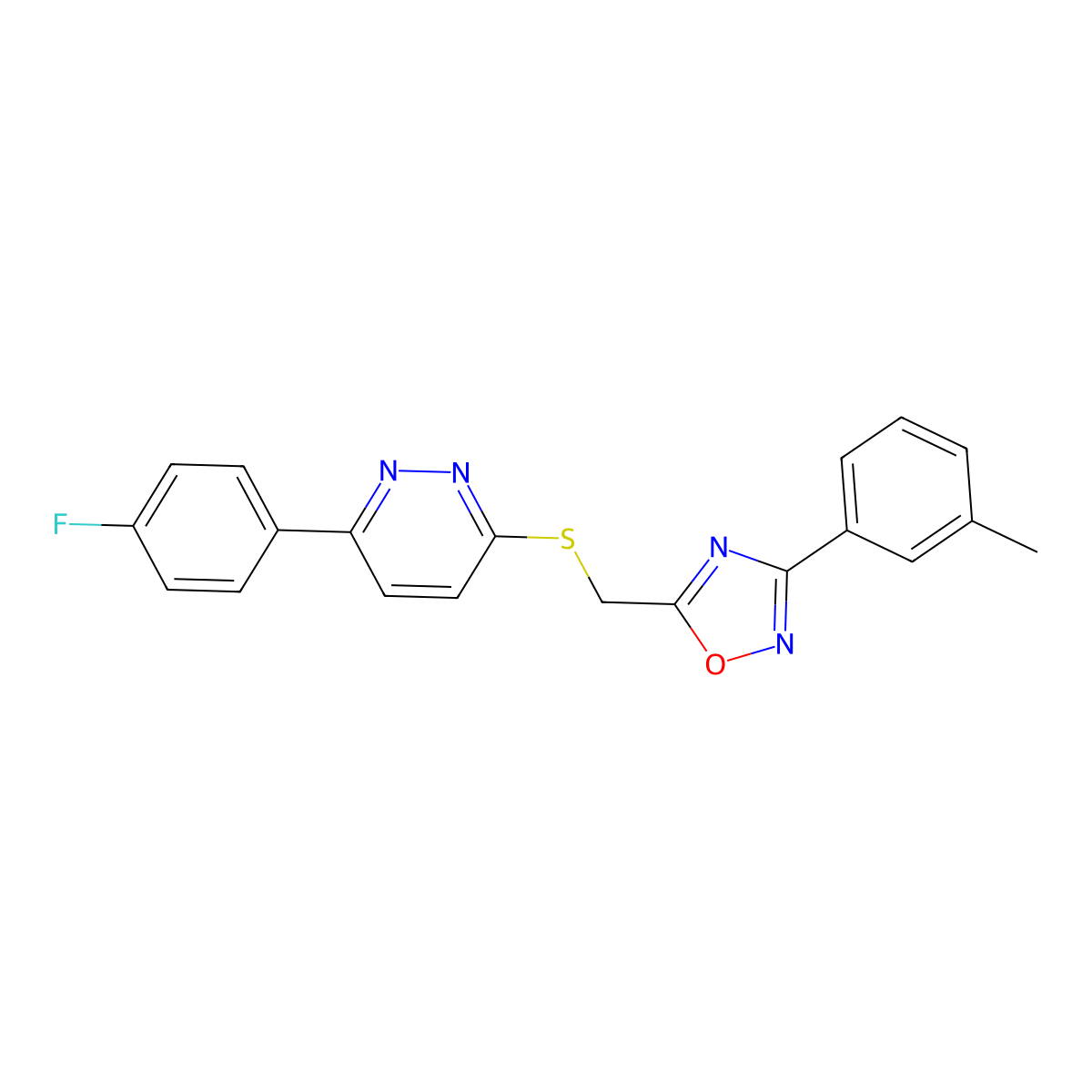 3-(4-Fluorophenyl)-6-({[3-(3-methylphenyl)-1,2,4-oxadiazol-5-yl]methyl}sulfanyl)pyridazine molecular structure, CAS 1115285-56-7