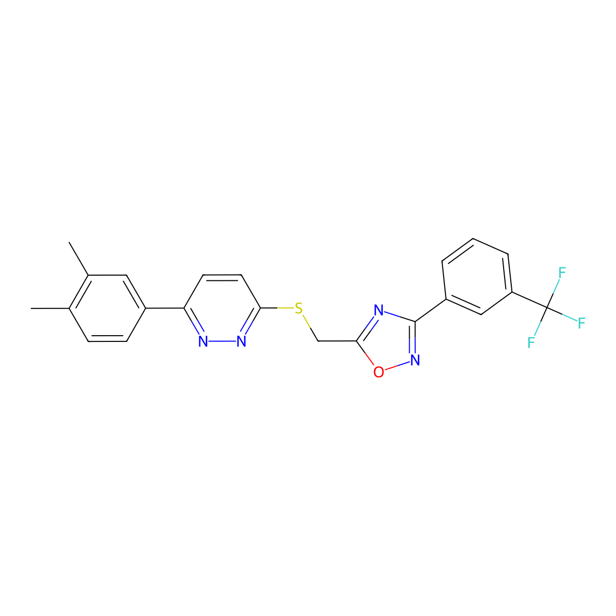 3-(3,4-Dimethylphenyl)-6-[({3-[3-(trifluoromethyl)phenyl]-1,2,4-oxadiazol-5-yl}methyl)sulfanyl]pyridazine molecular structure, CAS 1115285-76-1