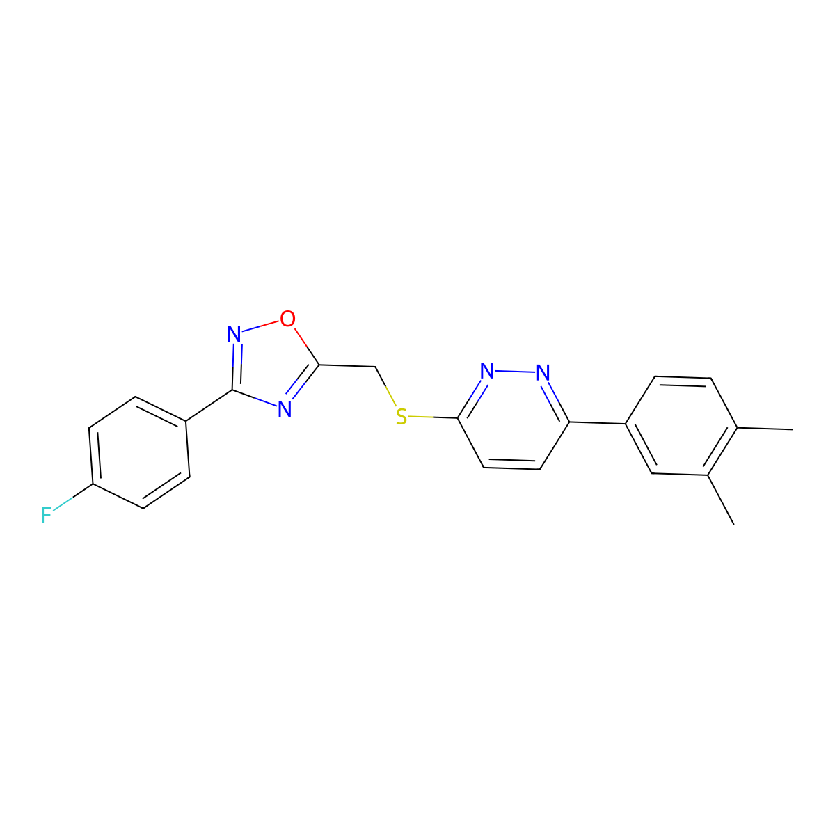 3-(3,4-Dimethylphenyl)-6-({[3-(4-fluorophenyl)-1,2,4-oxadiazol-5-yl]methyl}sulfanyl)pyridazine molecular structure, CAS 1115285-78-3