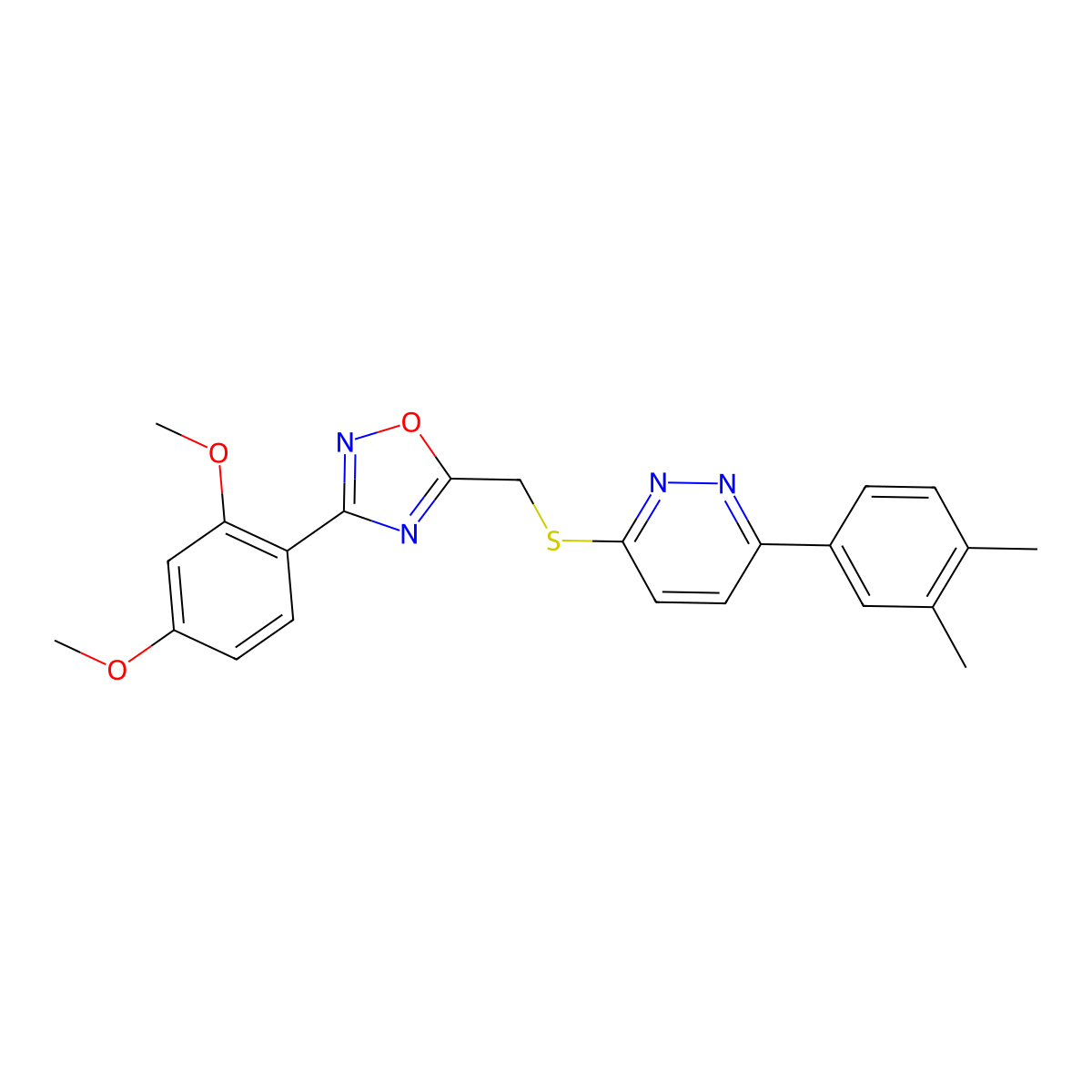 3-({[3-(2,4-Dimethoxyphenyl)-1,2,4-oxadiazol-5-yl]methyl}sulfanyl)-6-(3,4-dimethylphenyl)pyridazine molecular structure, CAS 1115285-79-4