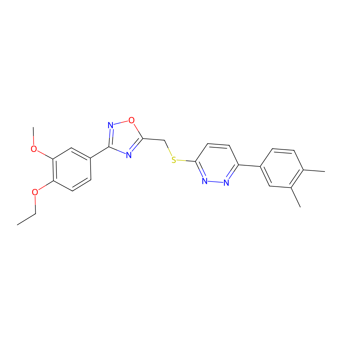3-(3,4-Dimethylphenyl)-6-({[3-(4-ethoxy-3-methoxyphenyl)-1,2,4-oxadiazol-5-yl]methyl}sulfanyl)pyridazine molecular structure, CAS 1115285-85-2