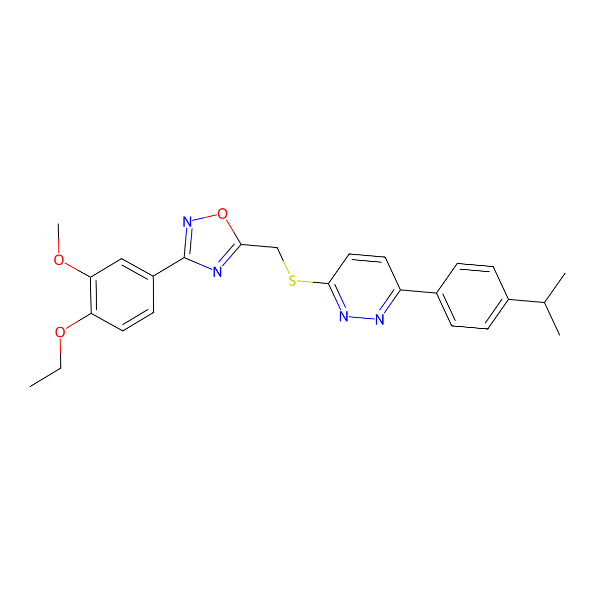 3-(4-Ethoxy-3-methoxyphenyl)-5-(((6-(4-isopropylphenyl)pyridazin-3-yl)thio)methyl)-1,2,4-oxadiazole molecular structure, CAS 1115285-97-6