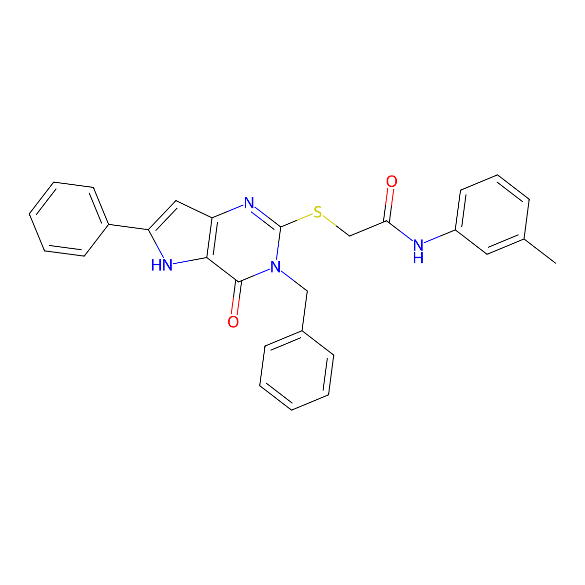 2-((3-benzyl-4-oxo-6-phenyl-4,5-dihydro-3H-pyrrolo[3,2-d]pyrimidin-2-yl)thio)-N-(m-tolyl)acetamide molecular structure, CAS 1115286-32-2
