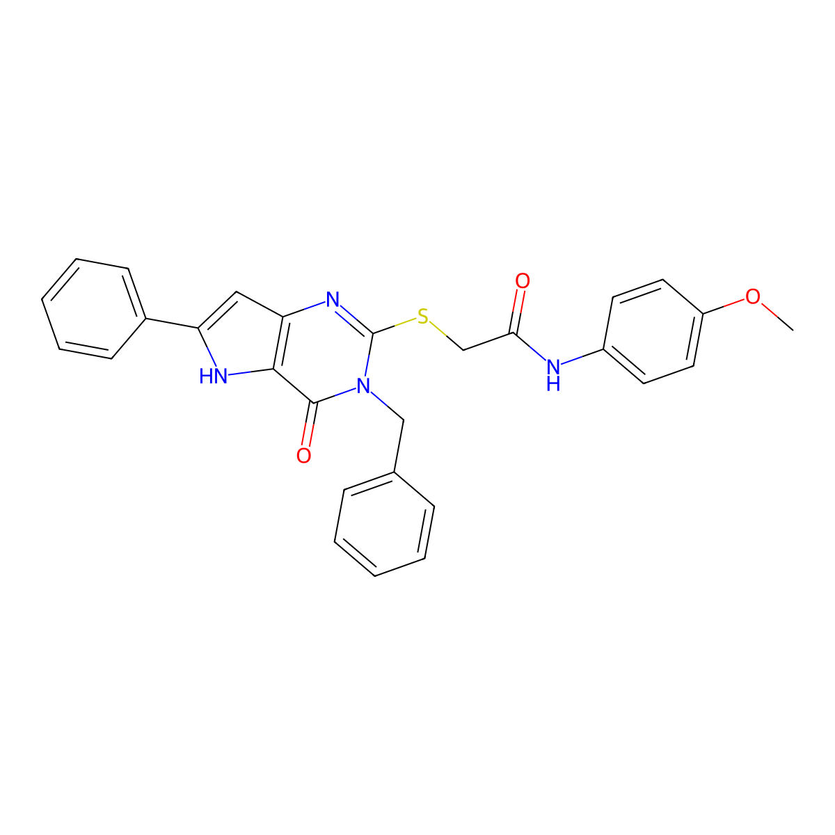 2-({3-benzyl-4-oxo-6-phenyl-3H,4H,5H-pyrrolo[3,2-d]pyrimidin-2-yl}sulfanyl)-N-(4-methoxyphenyl)acetamide molecular structure, CAS 1115286-36-6