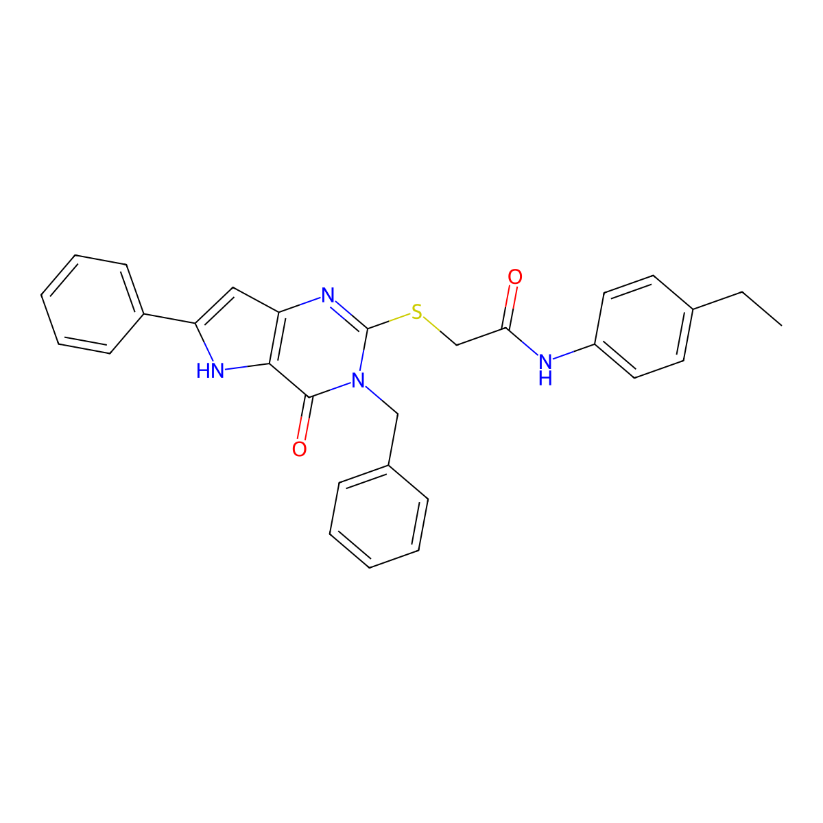2-({3-benzyl-4-oxo-6-phenyl-3H,4H,5H-pyrrolo[3,2-d]pyrimidin-2-yl}sulfanyl)-N-(4-ethylphenyl)acetamide molecular structure, CAS 1115286-41-3