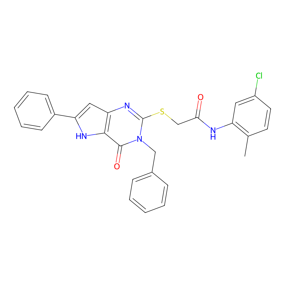 2-({3-benzyl-4-oxo-6-phenyl-3H,4H,5H-pyrrolo[3,2-d]pyrimidin-2-yl}sulfanyl)-N-(5-chloro-2-methylphenyl)acetamide molecular structure, CAS 1115286-60-6