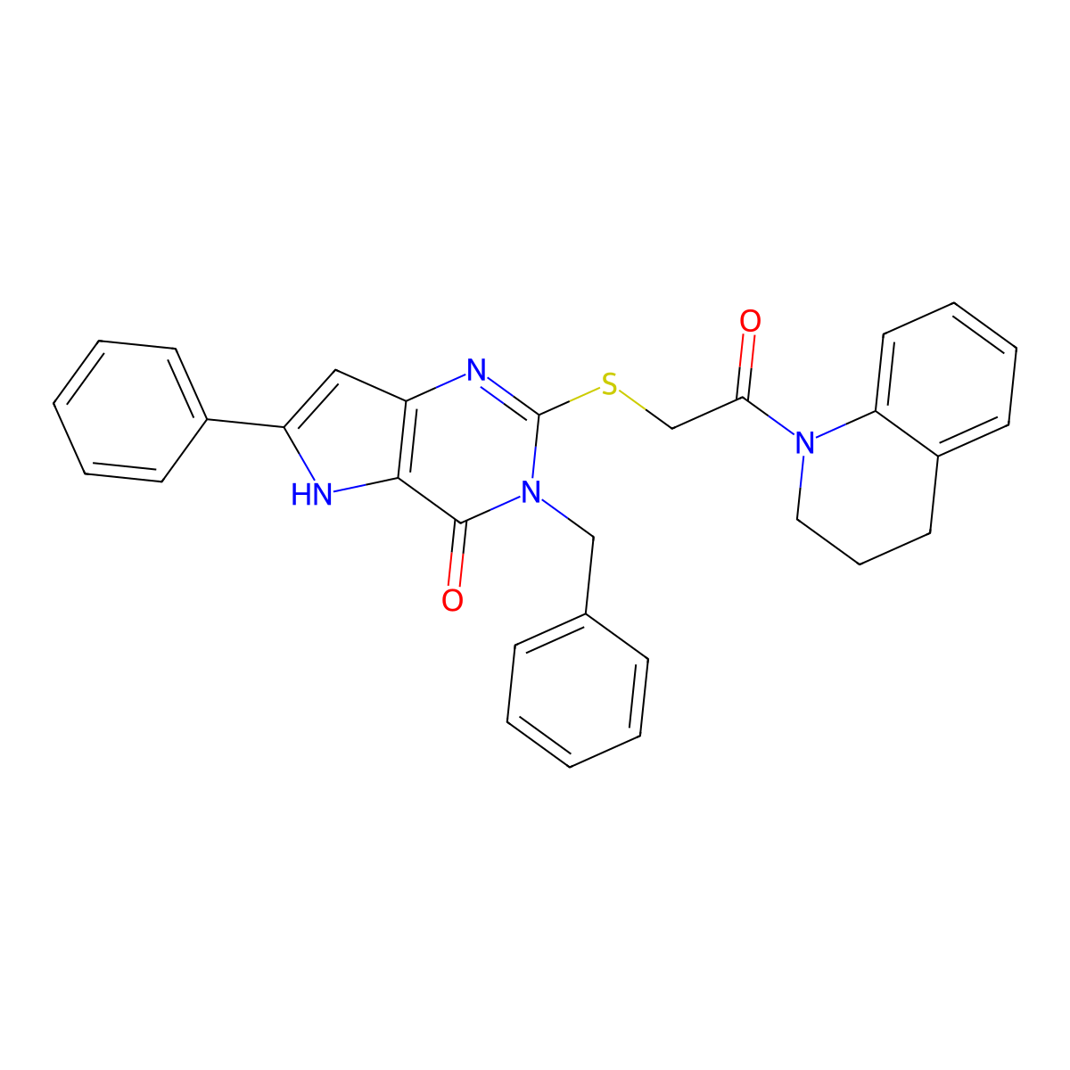 3-benzyl-2-((2-(3,4-dihydroquinolin-1(2H)-yl)-2-oxoethyl)thio)-6-phenyl-3H-pyrrolo[3,2-d]pyrimidin-4(5H)-one molecular structure, CAS 1115286-77-5