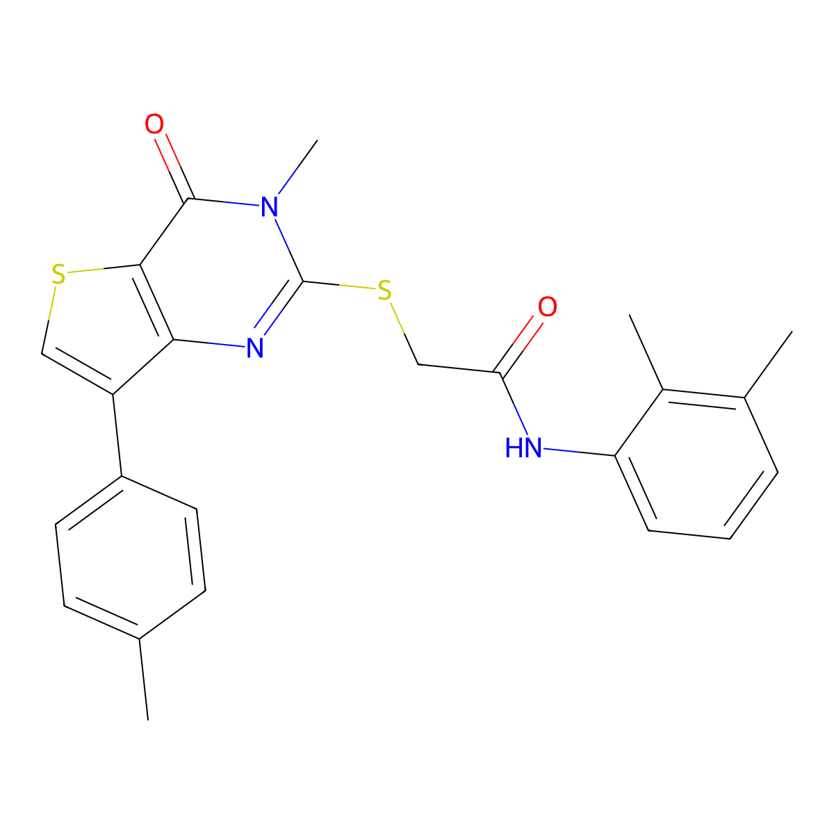 N-(2,3-dimethylphenyl)-2-{[3-methyl-7-(4-methylphenyl)-4-oxo-3,4-dihydrothieno[3,2-d]pyrimidin-2-yl]sulfanyl}acetamide molecular structure, CAS 1115287-07-4
