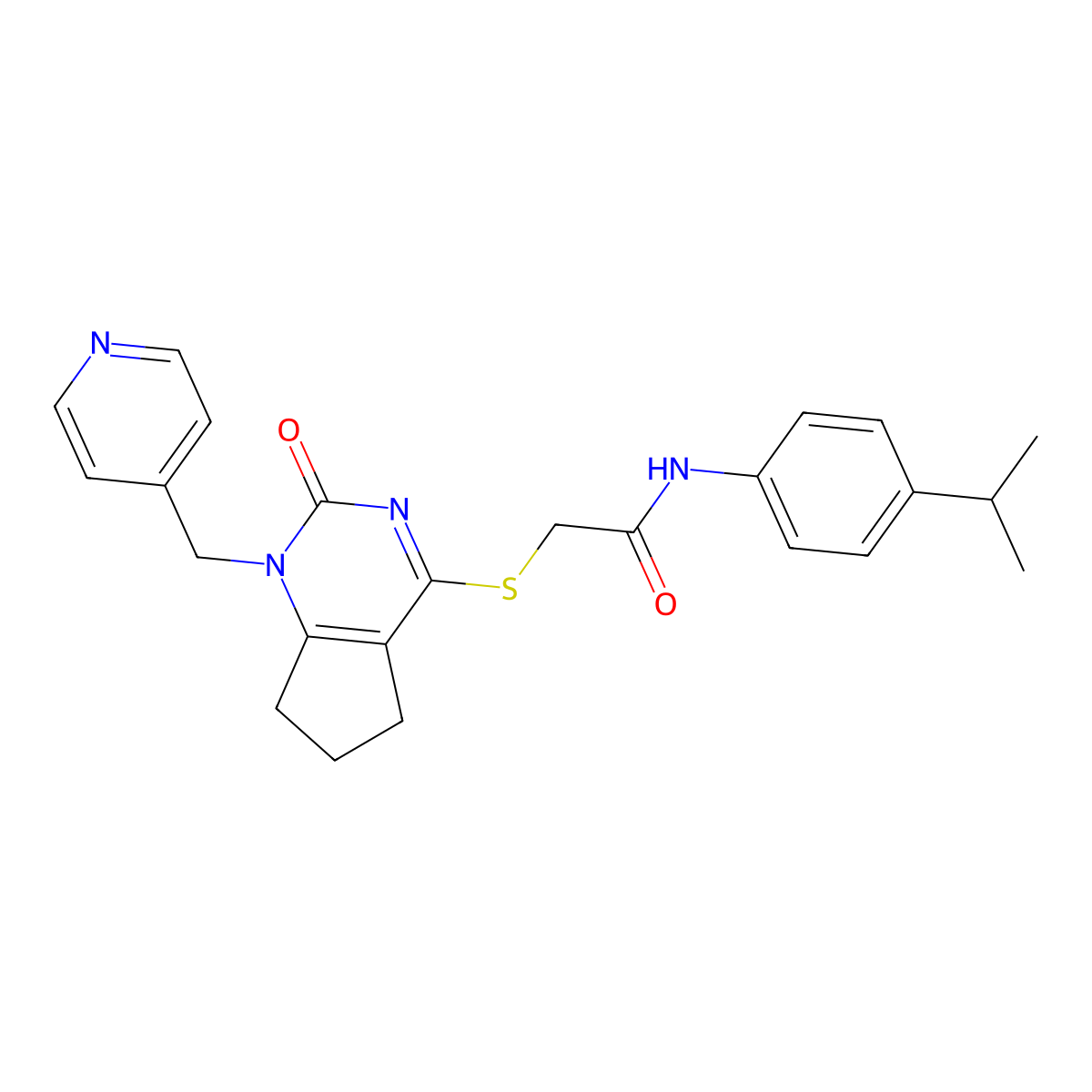 N-(4-isopropylphenyl)-2-((2-oxo-1-(pyridin-4-ylmethyl)-2,5,6,7-tetrahydro-1H-cyclopenta[d]pyrimidin-4-yl)thio)acetamide molecular structure, CAS 1115297-60-3