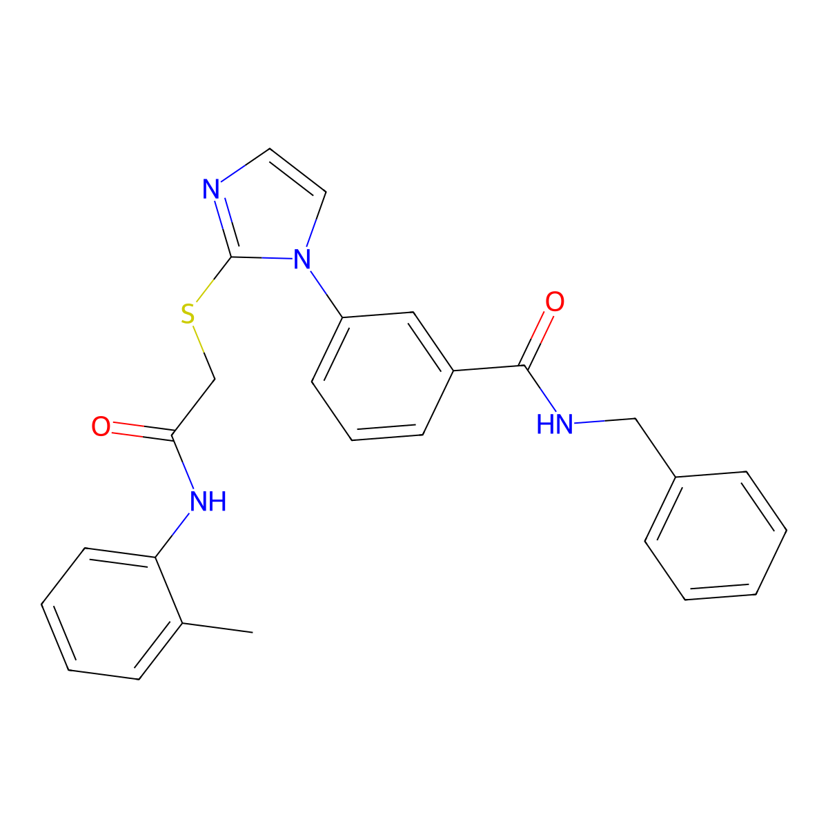 N-benzyl-3-(2-((2-oxo-2-(o-tolylamino)ethyl)thio)-1H-imidazol-1-yl)benzamide molecular structure, CAS 1115303-12-2