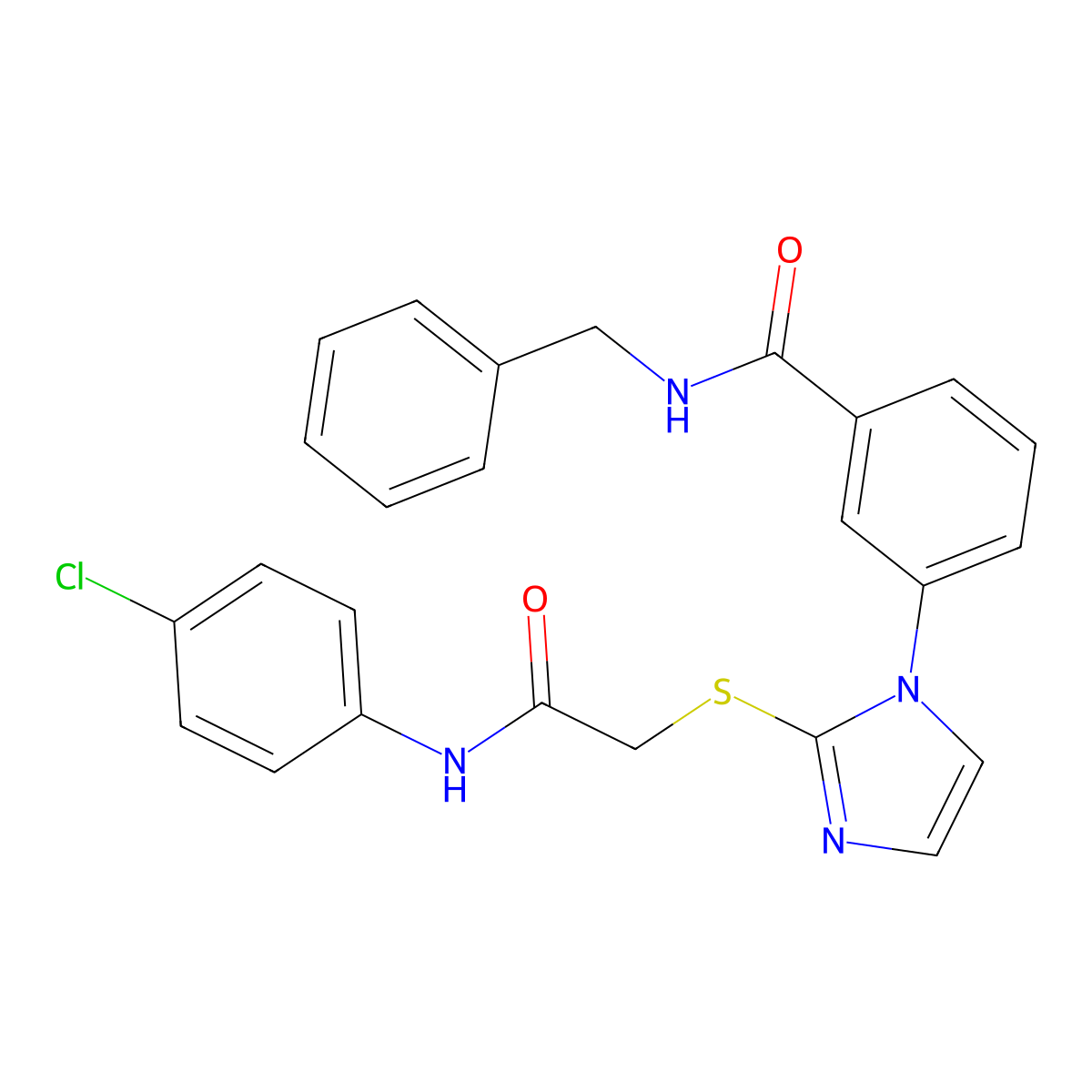 N-benzyl-3-[2-({[(4-chlorophenyl)carbamoyl]methyl}sulfanyl)-1H-imidazol-1-yl]benzamide molecular structure, CAS 1115303-13-3