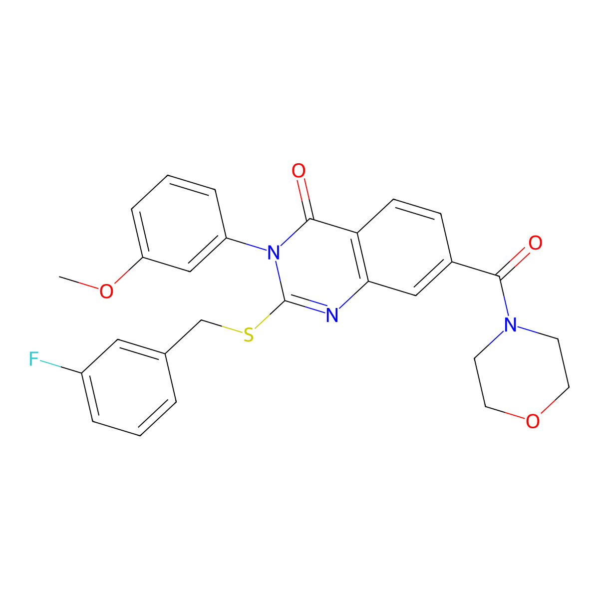 2-((3-fluorobenzyl)thio)-3-(3-methoxyphenyl)-7-(morpholine-4-carbonyl)quinazolin-4(3H)-one molecular structure, CAS 1115305-90-2