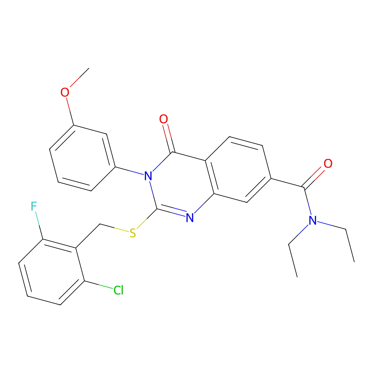 2-((2-chloro-6-fluorobenzyl)thio)-N,N-diethyl-3-(3-methoxyphenyl)-4-oxo-3,4-dihydroquinazoline-7-carboxamide molecular structure, CAS 1115305-96-8