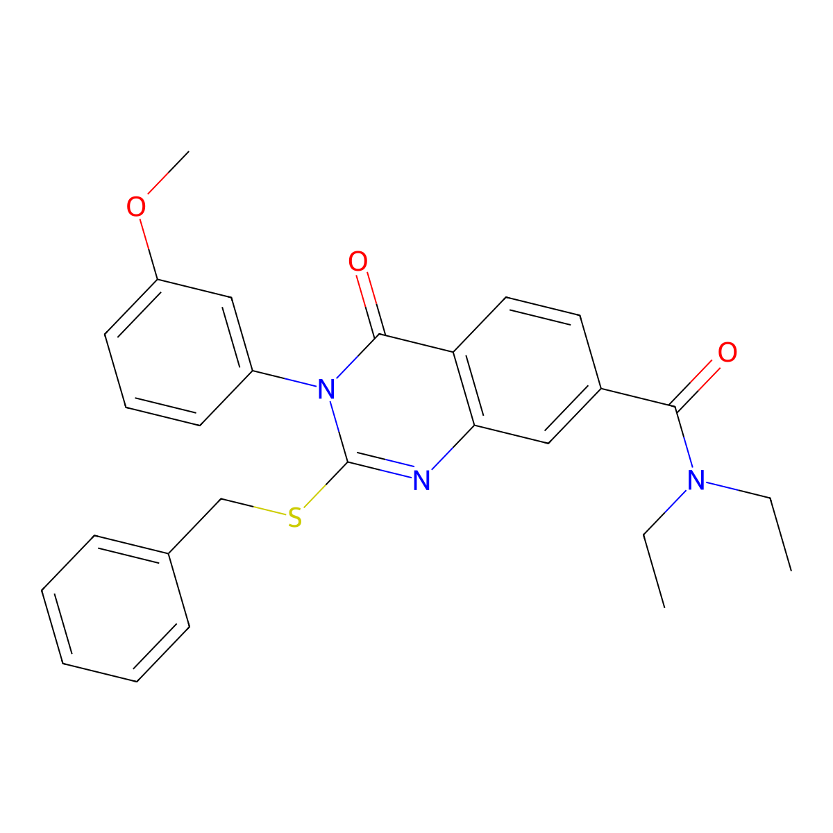 2-(benzylsulfanyl)-N,N-diethyl-3-(3-methoxyphenyl)-4-oxo-3,4-dihydroquinazoline-7-carboxamide molecular structure, CAS 1115305-98-0