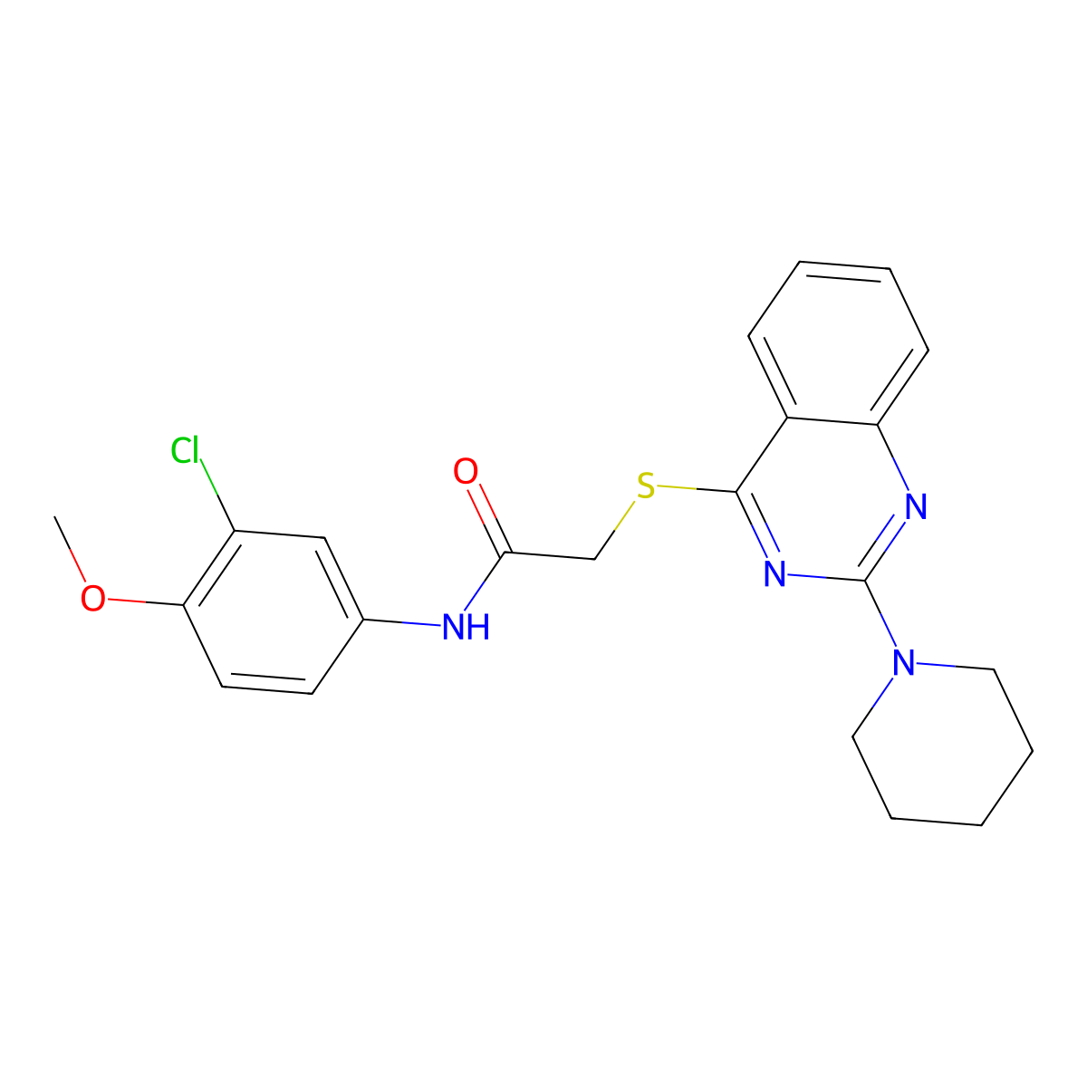 N-(3-chloro-4-methoxyphenyl)-2-{[2-(piperidin-1-yl)quinazolin-4-yl]sulfanyl}acetamide molecular structure, CAS 1115309-43-7