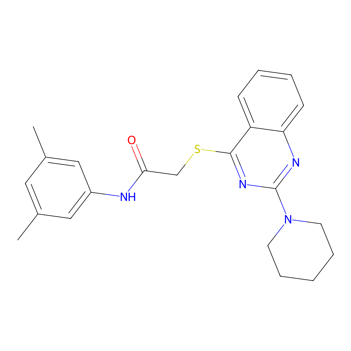 N-(3,5-dimethylphenyl)-2-((2-(piperidin-1-yl)quinazolin-4-yl)thio)acetamide molecular structure, CAS 1115309-44-8