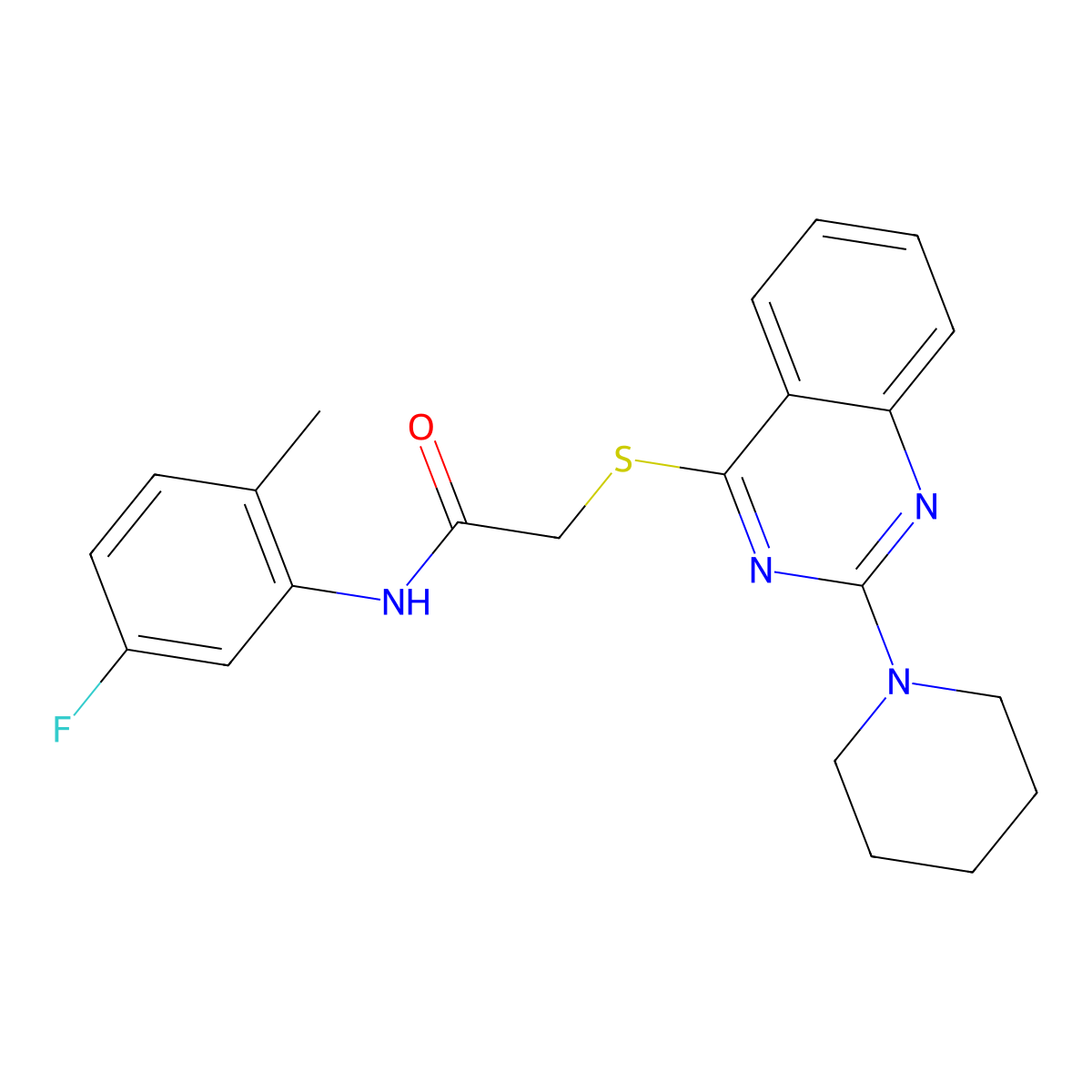 N-(5-fluoro-2-methylphenyl)-2-{[2-(piperidin-1-yl)quinazolin-4-yl]sulfanyl}acetamide molecular structure, CAS 1115309-45-9