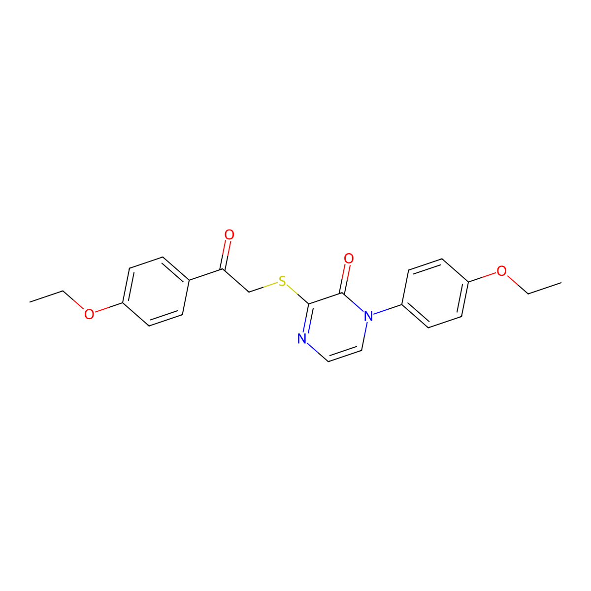 1-(4-ethoxyphenyl)-3-((2-(4-ethoxyphenyl)-2-oxoethyl)thio)pyrazin-2(1H)-one molecular structure, CAS 1115312-43-0