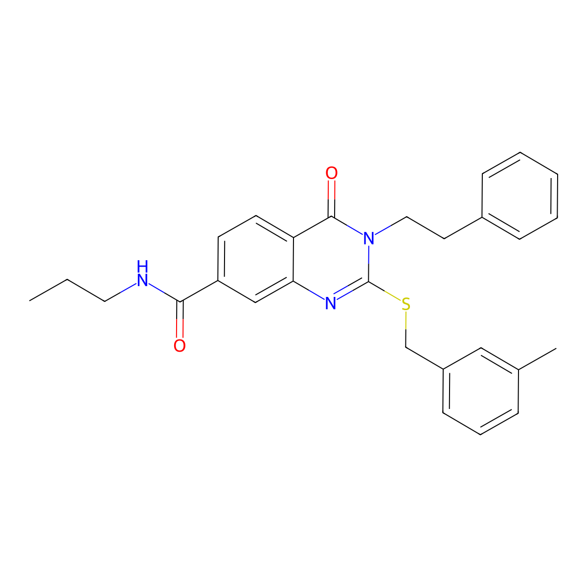 2-((3-methylbenzyl)thio)-4-oxo-3-phenethyl-N-propyl-3,4-dihydroquinazoline-7-carboxamide molecular structure, CAS 1115313-75-1
