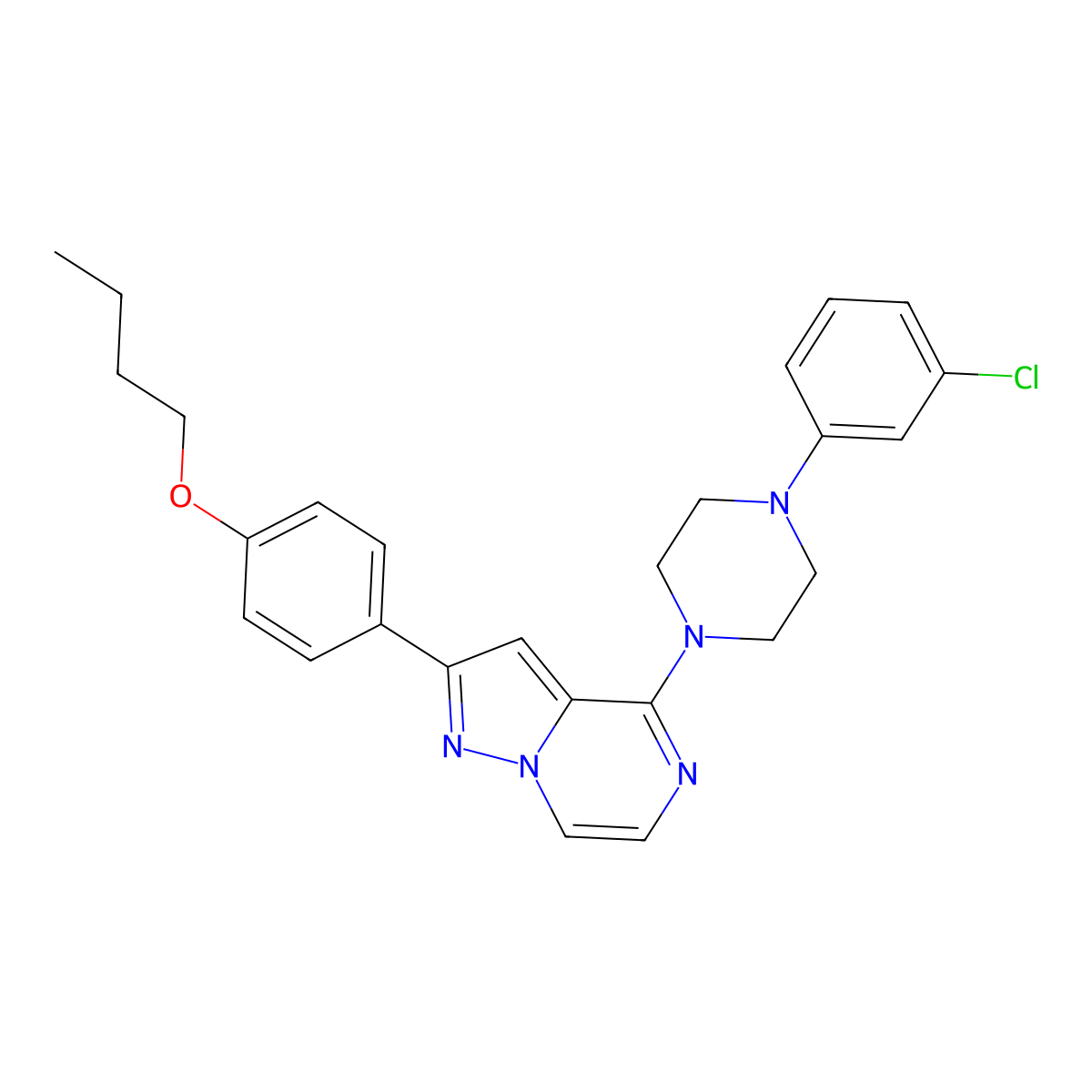 1-[2-(4-Butoxyphenyl)pyrazolo[1,5-a]pyrazin-4-yl]-4-(3-chlorophenyl)piperazine molecular structure, CAS 1115318-22-3