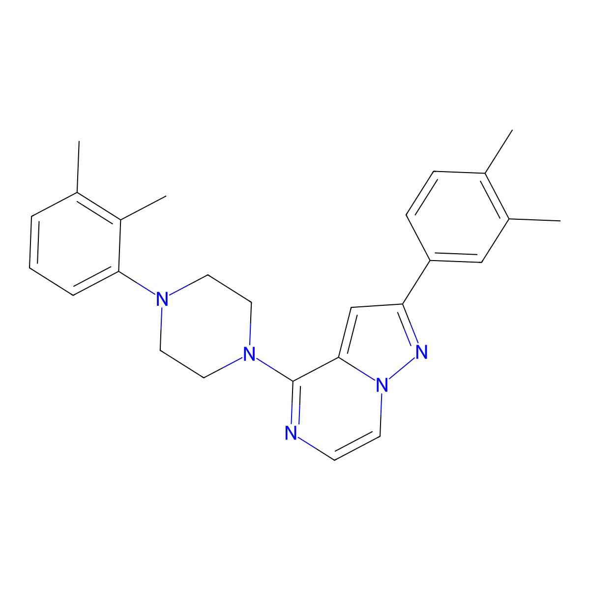 2-(3,4-Dimethylphenyl)-4-(4-(2,3-dimethylphenyl)piperazin-1-yl)pyrazolo[1,5-a]pyrazine molecular structure, CAS 1115318-24-5
