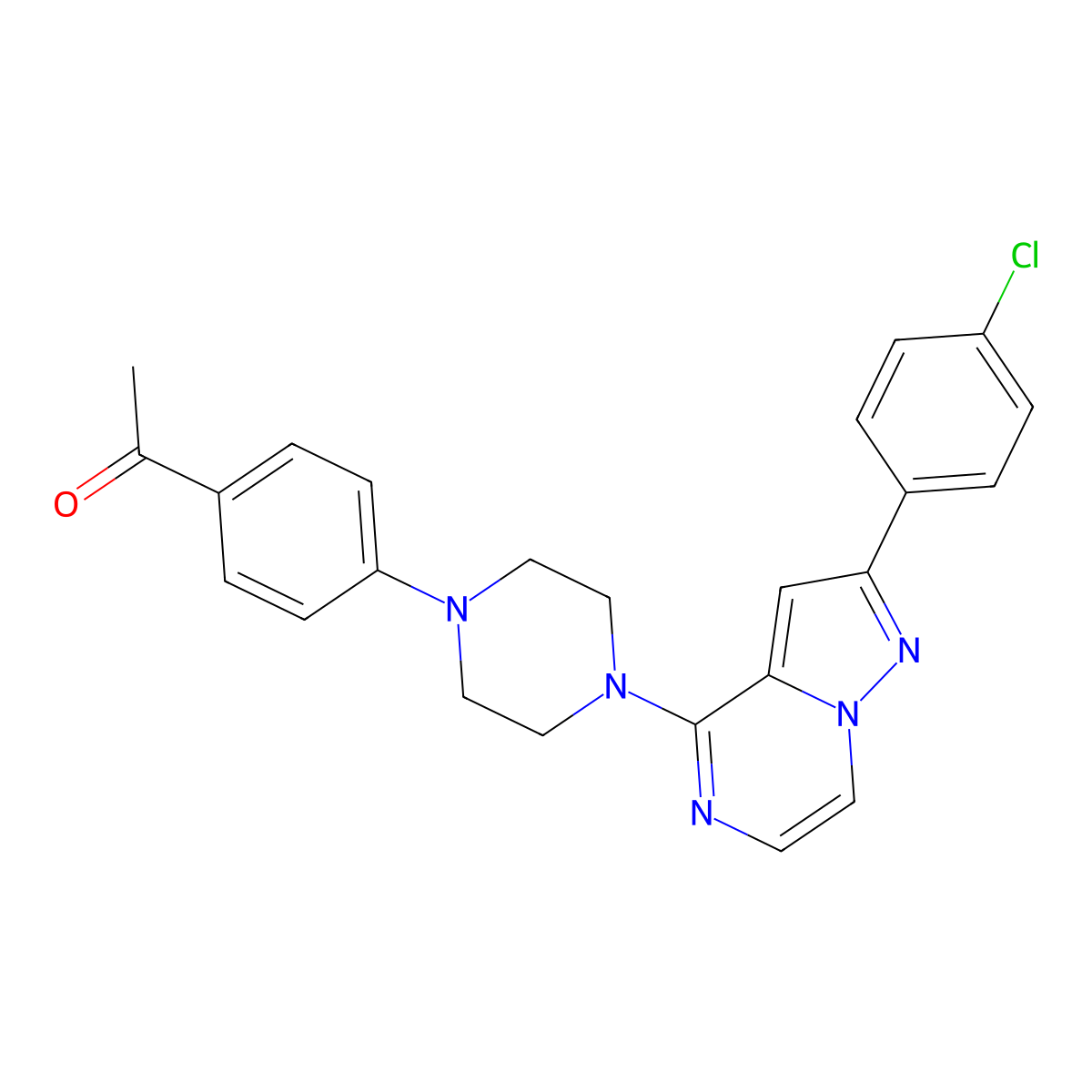 1-(4-{4-[2-(4-Chlorophenyl)pyrazolo[1,5-a]pyrazin-4-yl]piperazin-1-yl}phenyl)ethanone molecular structure, CAS 1115318-27-8
