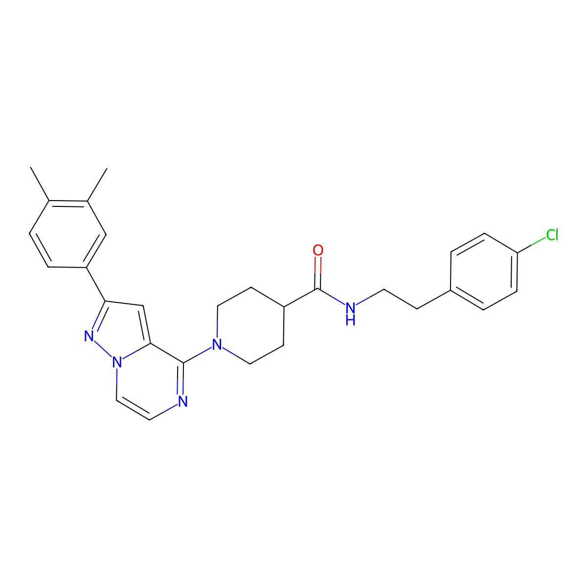 N-[2-(4-chlorophenyl)ethyl]-1-[2-(3,4-dimethylphenyl)pyrazolo[1,5-a]pyrazin-4-yl]piperidine-4-carboxamide molecular structure, CAS 1115318-53-0