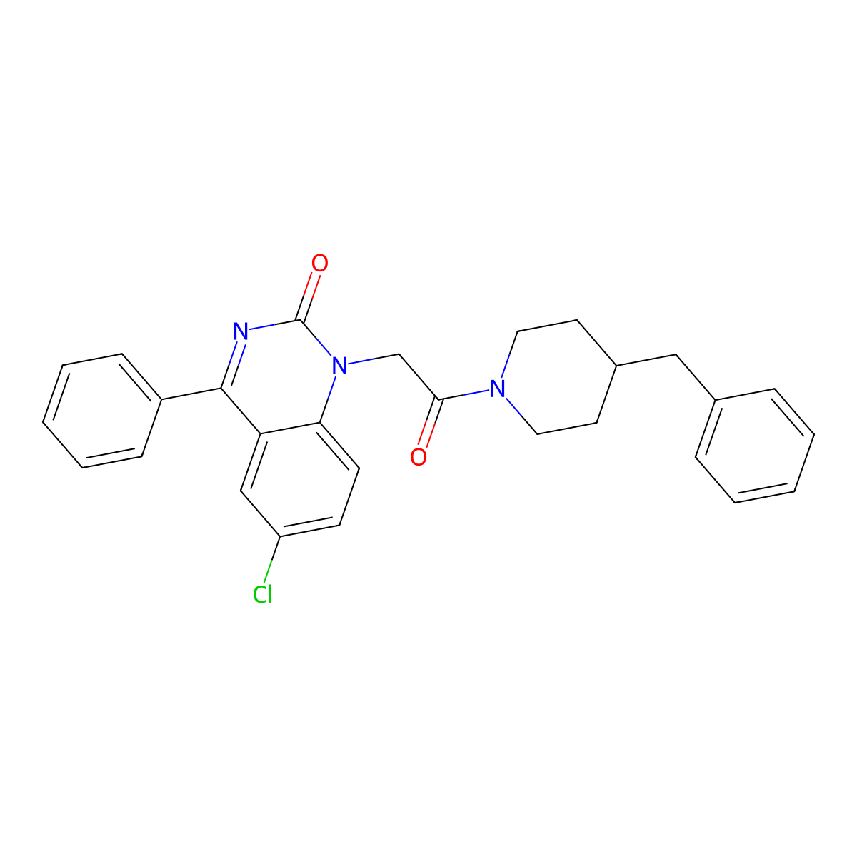 1-(2-(4-benzylpiperidin-1-yl)-2-oxoethyl)-6-chloro-4-phenylquinazolin-2(1H)-one molecular structure, CAS 1115318-71-2