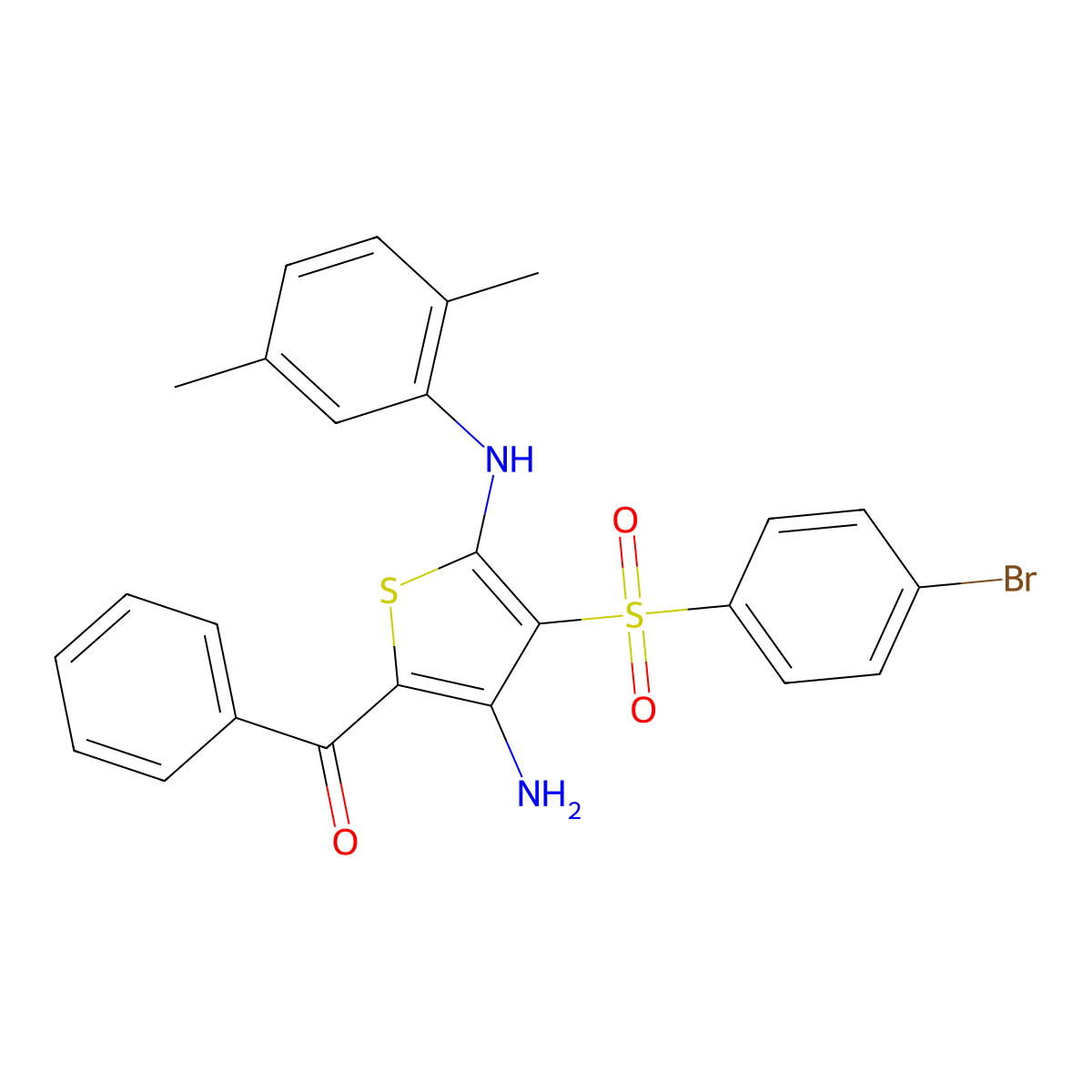 5-benzoyl-3-(4-bromobenzenesulfonyl)-N2-(2,5-dimethylphenyl)thiophene-2,4-diamine molecular structure, CAS 1115323-36-8