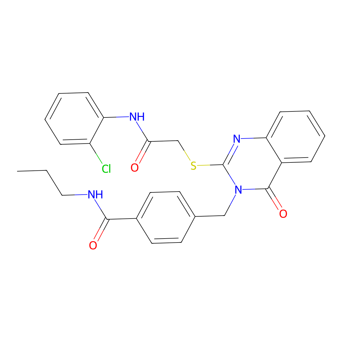 4-((2-((2-((2-chlorophenyl)amino)-2-oxoethyl)thio)-4-oxoquinazolin-3(4H)-yl)methyl)-N-propylbenzamide molecular structure, CAS 1115323-57-3